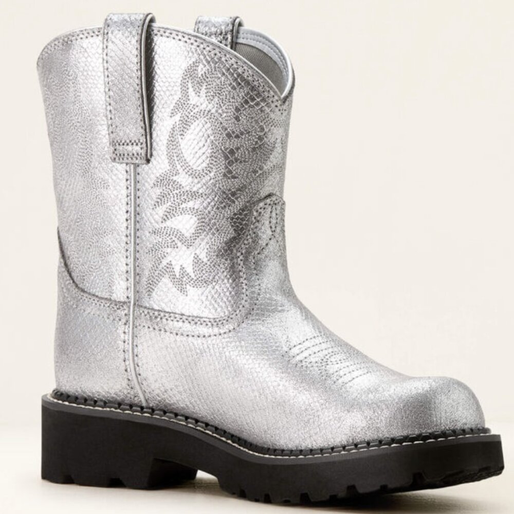 Ariat Silver/Gunmetal Fatbaby Western Boot, women's size 9.5 B